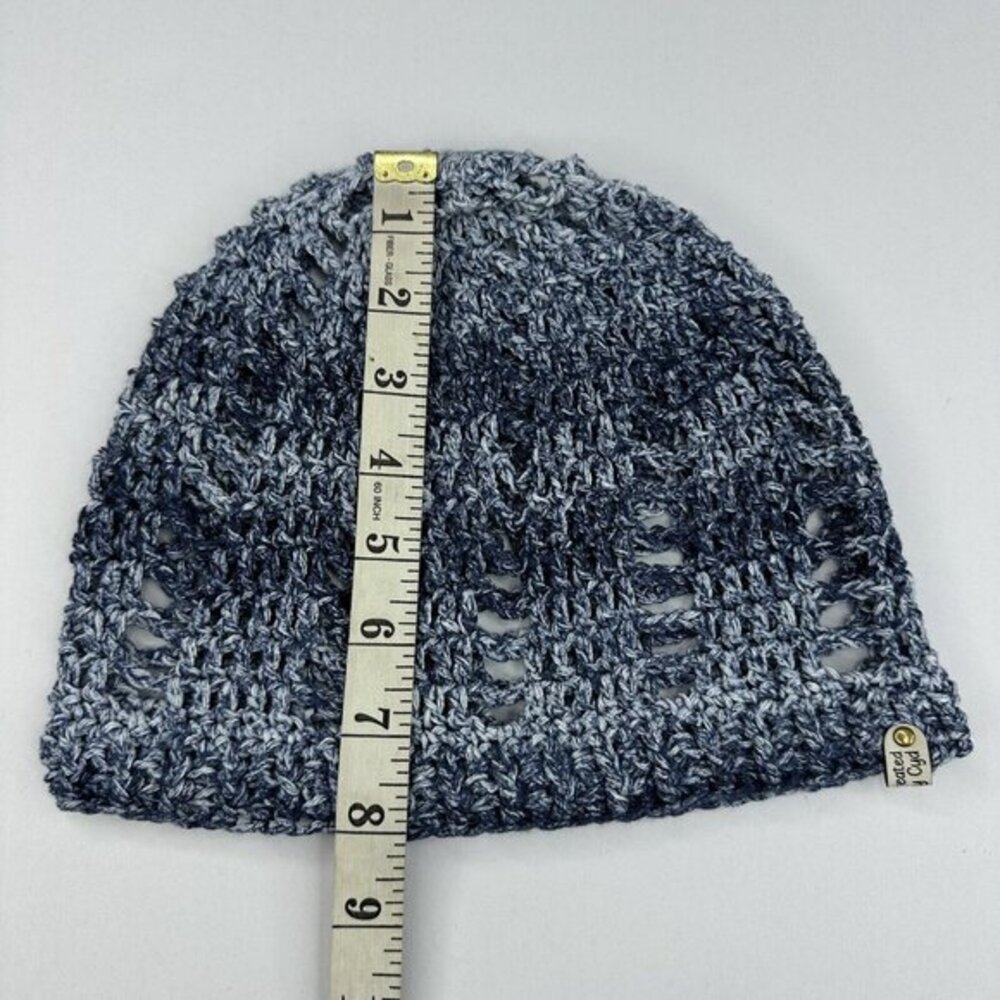 Created By Cyd Slouchy Snoody Beanie Denim Splash Blue Crochet Cotton Hat NEW - Picture 8 of 9